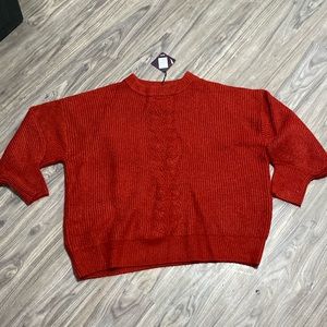 High Neck Pullover Sweater  Ava & Viv Red 4X